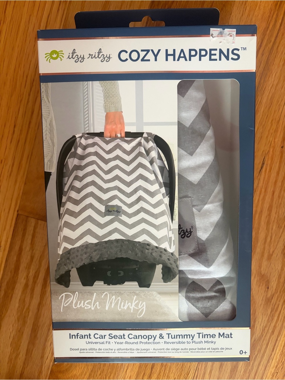Itzy Ritzy Gray Chevron Infant Car Seat Canopy & Tummy Time Mat Set